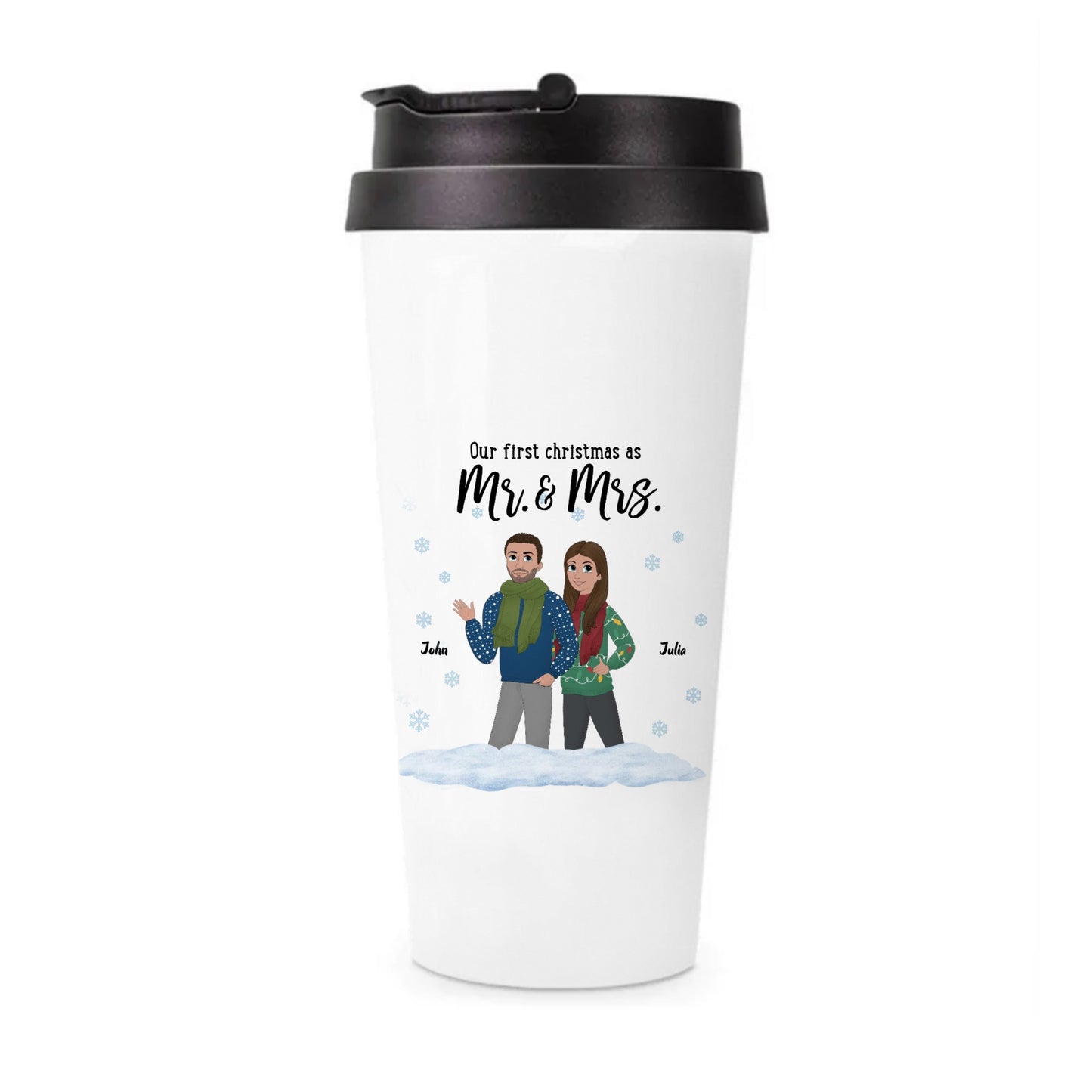 Our First Christmas as Mr. & Mrs. - Stainless Steel Travel Mug