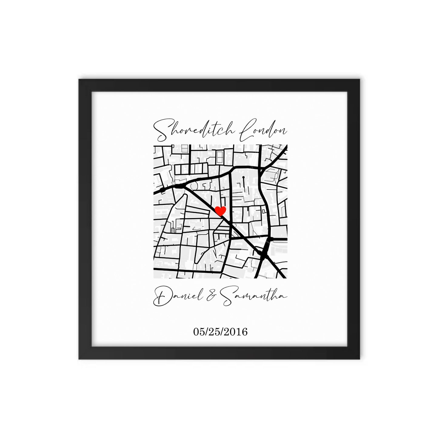 Where We Met Custom Framed Map - Personalized Couple's Gift