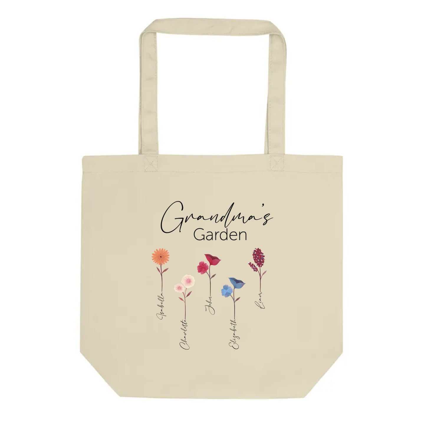 Grandma's Garden Personalized Organic Cotton Tote Bag