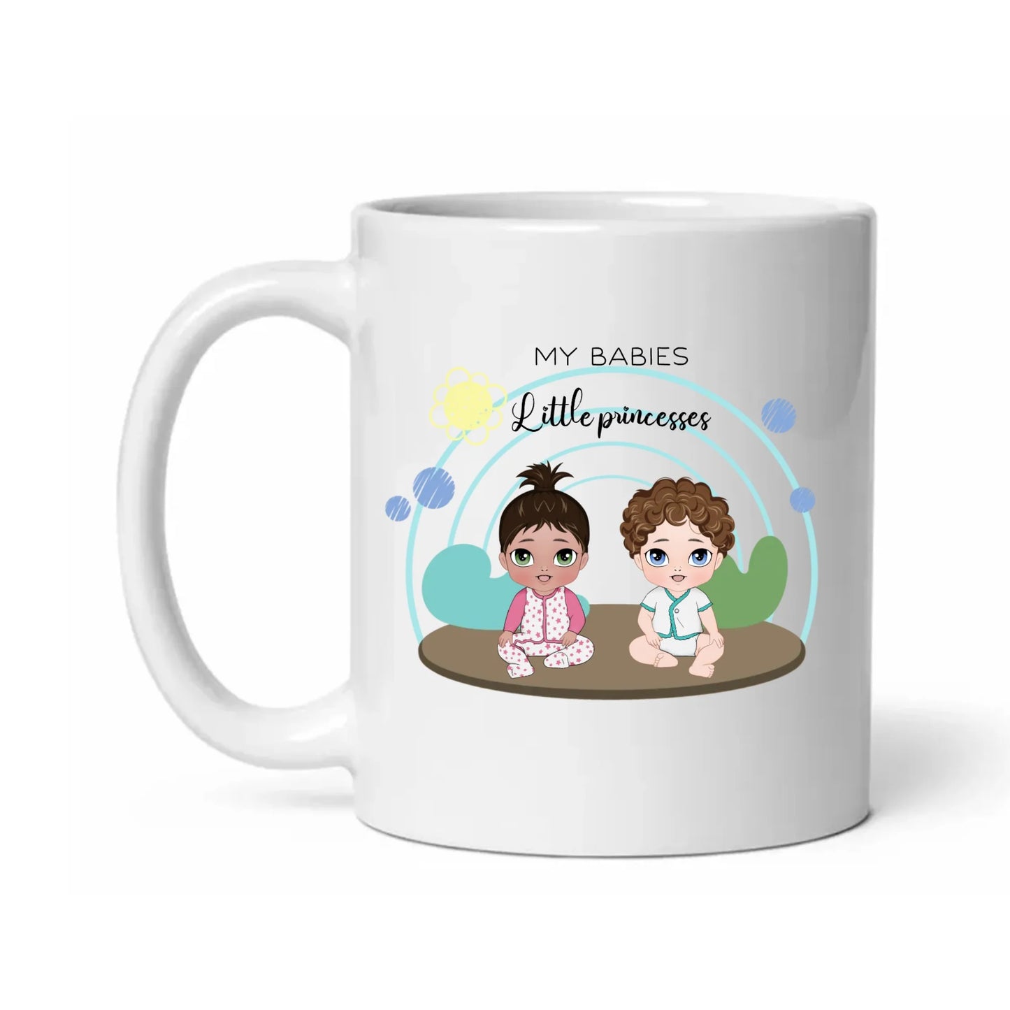 Precious Daughters Personalized Mug with Custom Baby Girl Illustrations